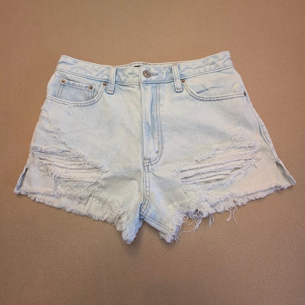Abercrombie & Fitch Annie High Rise Shorts Distressed Light-Wash Sz 27/4